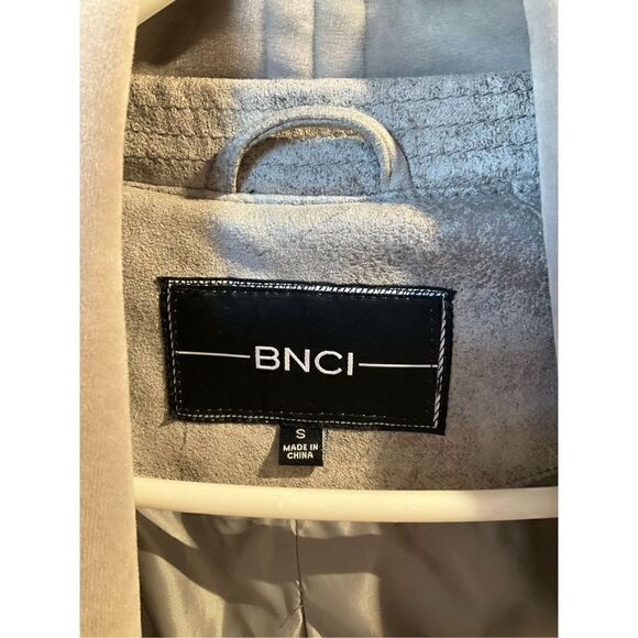 BNCI Waterfall Open Cardigan Jacket. Small. Greyish/tan. Velour/faux sueded leat - Picture 5 of 11